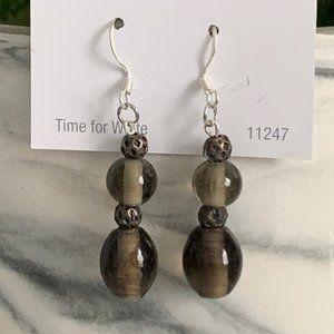 Smokey Quartz colored glass earrings